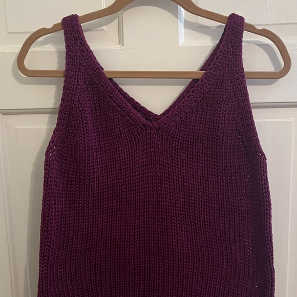 Banana Republic Tops - Banana Republic Purple Burgundy Knit 100% Cotton Sweater Tank Vest